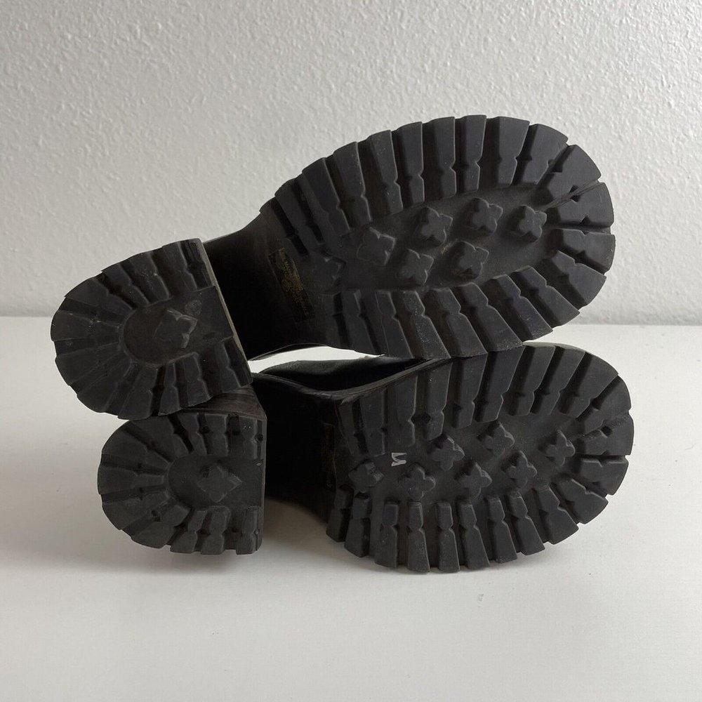 90s Y2K Vintage Soda Black Faux Leather Wooden Block Heel Platform Clogs Women 7 - Picture 5 of 12